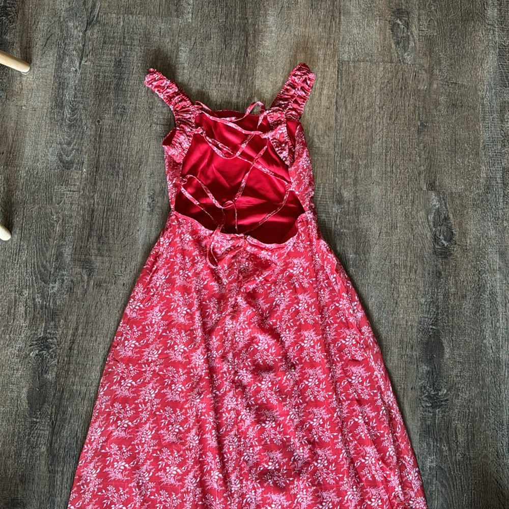 Lulu's Red Floral Maxi Dress - Picture 6 of 7